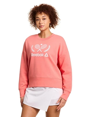 Reebok Prep Sweat-shirt à col rond French Terry pour femme Tailles XS-2XL