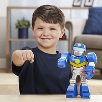 Playskool Heroes Mega Mighties Transformers Rescue Bots Academy Chase the Police-Bot Figure 10-inch Figure, Toys for Kids Ages 3 and Up