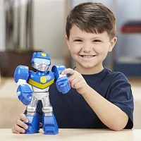 Playskool Heroes Mega Mighties Transformers Rescue Bots Academy Chase the Police-Bot Figure 10-inch Figure, Toys for Kids Ages 3 and Up