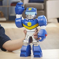 Playskool Heroes Mega Mighties Transformers Rescue Bots Academy Chase the Police-Bot Figure 10-inch Figure, Toys for Kids Ages 3 and Up