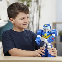 Playskool Heroes Mega Mighties Transformers Rescue Bots Academy Chase the Police-Bot Figure 10-inch Figure, Toys for Kids Ages 3 and Up