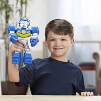 Playskool Heroes Mega Mighties Transformers Rescue Bots Academy Chase the Police-Bot Figure 10-inch Figure, Toys for Kids Ages 3 and Up