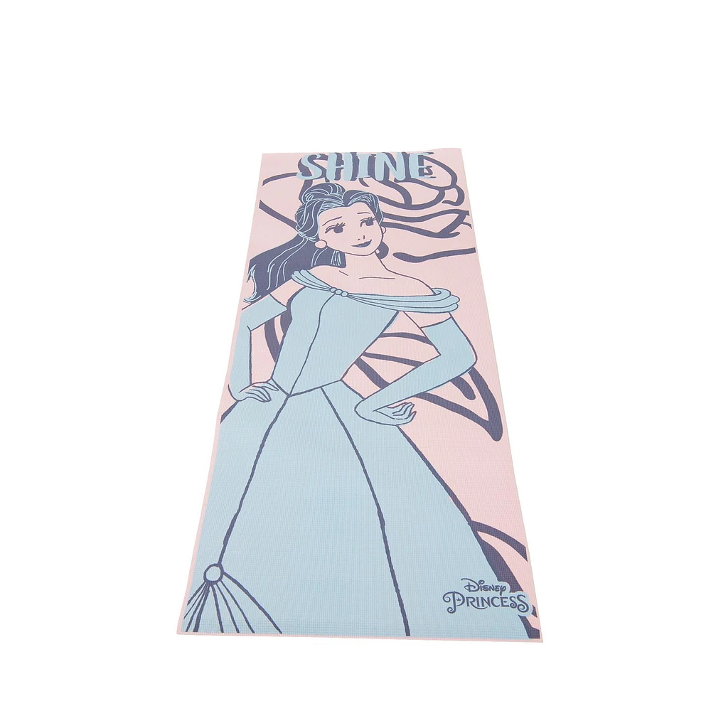 Disney Belle Printed 3mm Yoga Mat – 24” x 60" – Pink/Blue