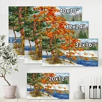 Designart Stream In The Winter Forest I Canvas Wall Art