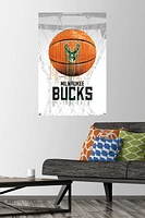 NBA Milwaukee Bucks - Drip Ball 20 Wall Poster, 22.375" x 34" Framed