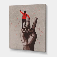 Designart Victory Sign With Man With Arm Raised Canvas Wall Art