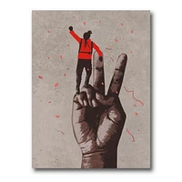 Designart Victory Sign With Man With Arm Raised Canvas Wall Art