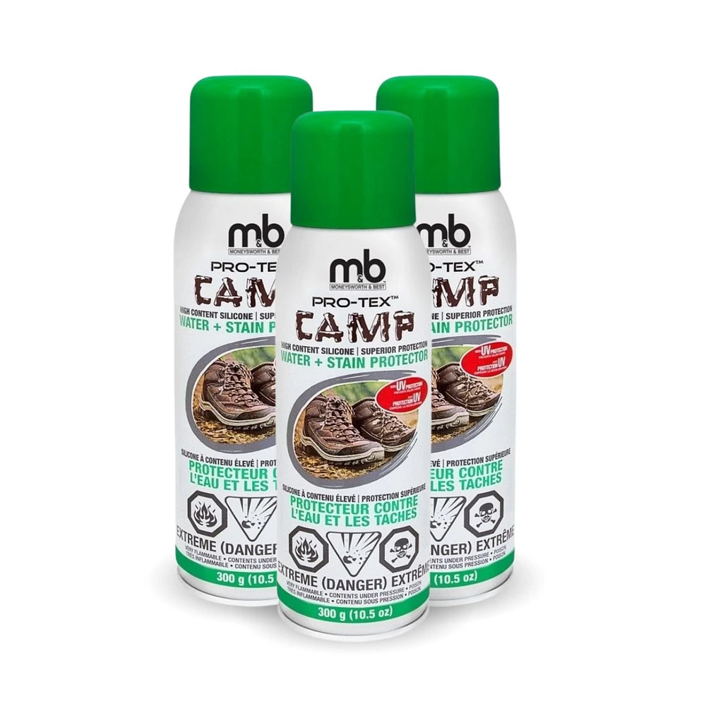 M&B PRO-TEX CAMP Water & Stain Protector 3PK - 300g/10.5oz, High Silicone Content, Superior Protection