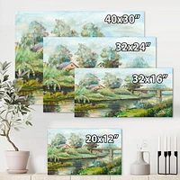 Designart Bridge On The River In Rustic Landscape Canvas Wall Art