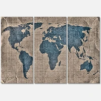 Designart Ancient Map of The World I Canvas Wall Art