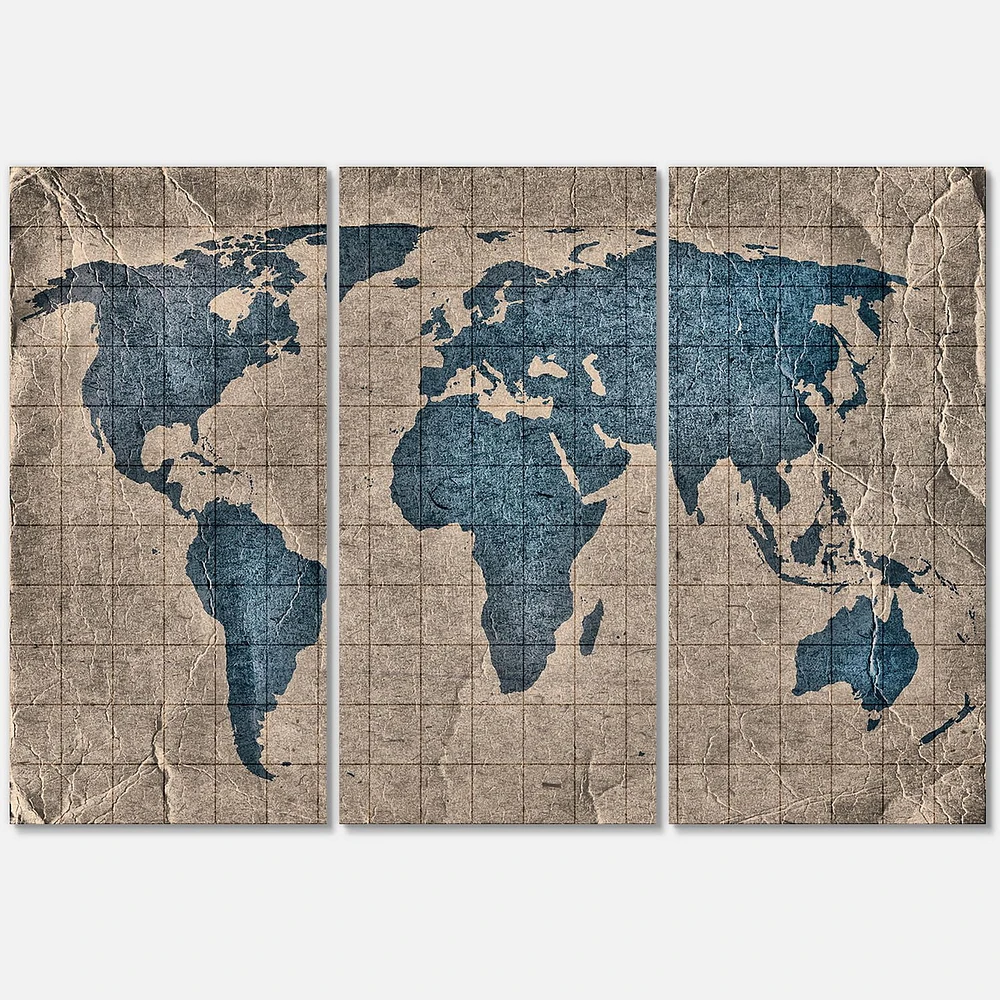 Designart Ancient Map of The World I Canvas Wall Art