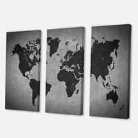 Designart Ancient Map of The World IX Canvas Wall Art