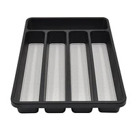 Mainstays Plastic Black 5 Compartment Non-Slip Drawer Cutlery Tray, 12.8" x 9.06", Kitchen Organizer, 1 piece, BLACK CUTLERY TRAY