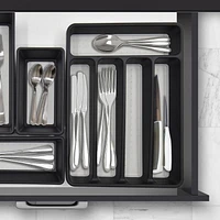 Mainstays Plastic Black 5 Compartment Non-Slip Drawer Cutlery Tray, 12.8" x 9.06", Kitchen Organizer, 1 piece, BLACK CUTLERY TRAY