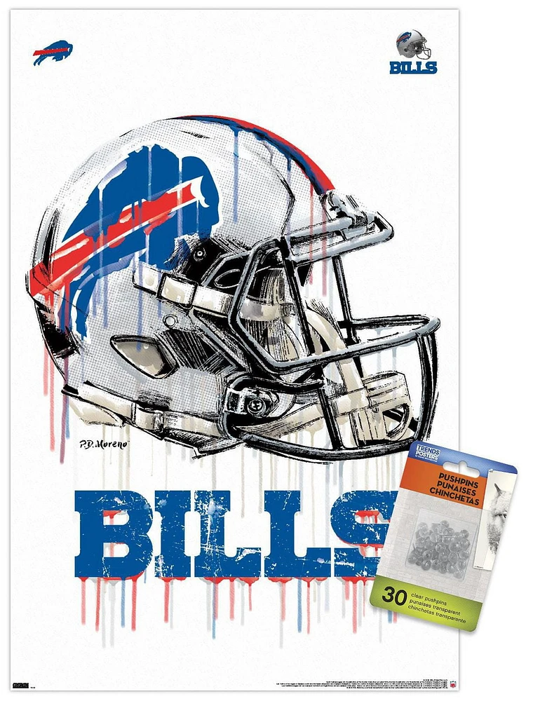 NFL Buffalo Bills - Drip Helmet 20 Wall Poster with Magnetic Frame