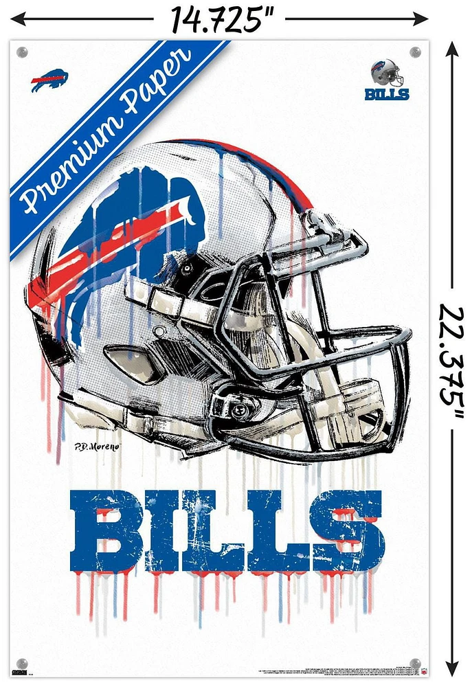 NFL Buffalo Bills - Drip Helmet 20 Wall Poster with Magnetic Frame