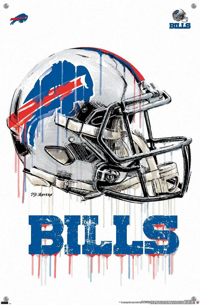 NFL Buffalo Bills - Drip Helmet 20 Wall Poster with Magnetic Frame