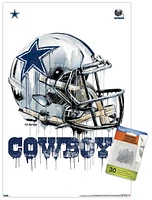 NFL Dallas Cowboys - Drip Helmet 20 Wall Poster, 22.375" x 34" Framed