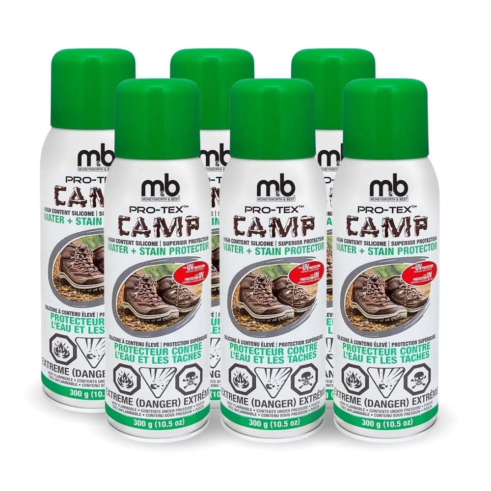 M&B PRO-TEX CAMP Water & Stain Protector 6PK - 300g/10.5oz, High Silicone Content, Superior Protection