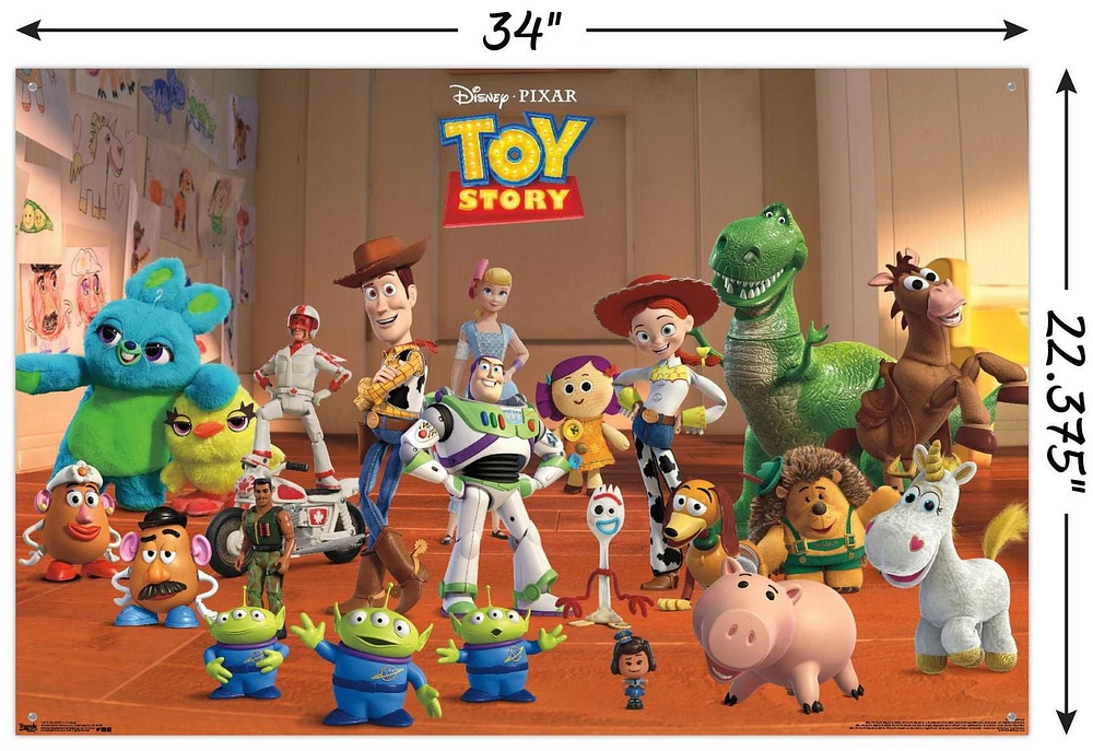 Disney Pixar Toy Story 4 - Collage Wall Poster, 22.375" x 34" Framed