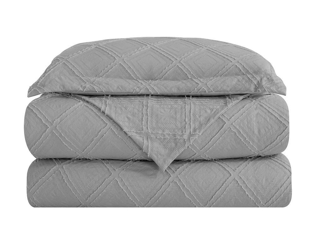 Swift Home Waffle Square Prewashed Duvet Cover Set