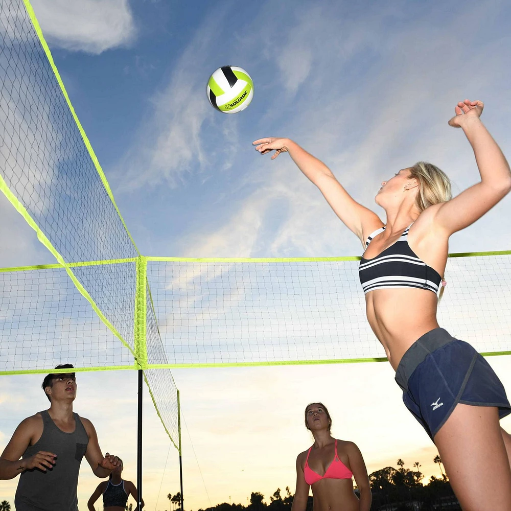 TRIUMPH 4-Square 2-in-1 Volleyball / Badminton Outdoor Game Set