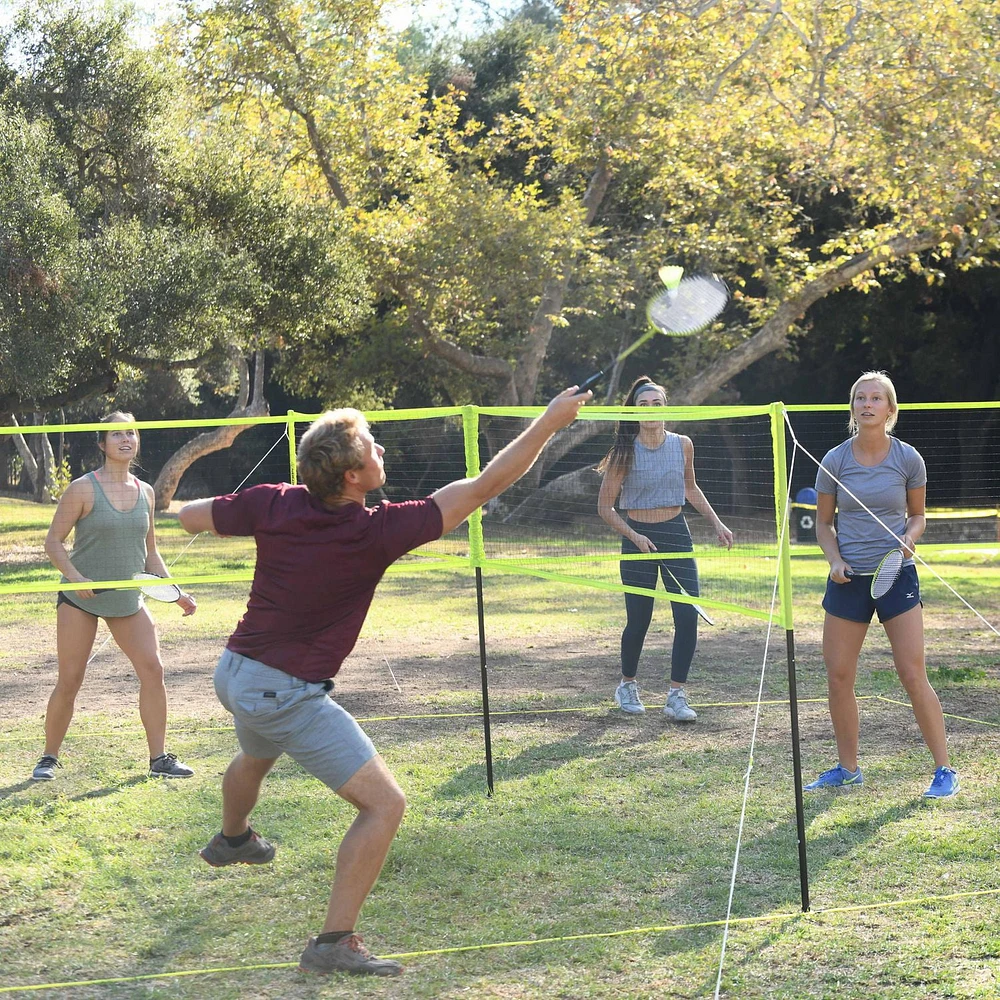 TRIUMPH 4-Square 2-in-1 Volleyball / Badminton Outdoor Game Set