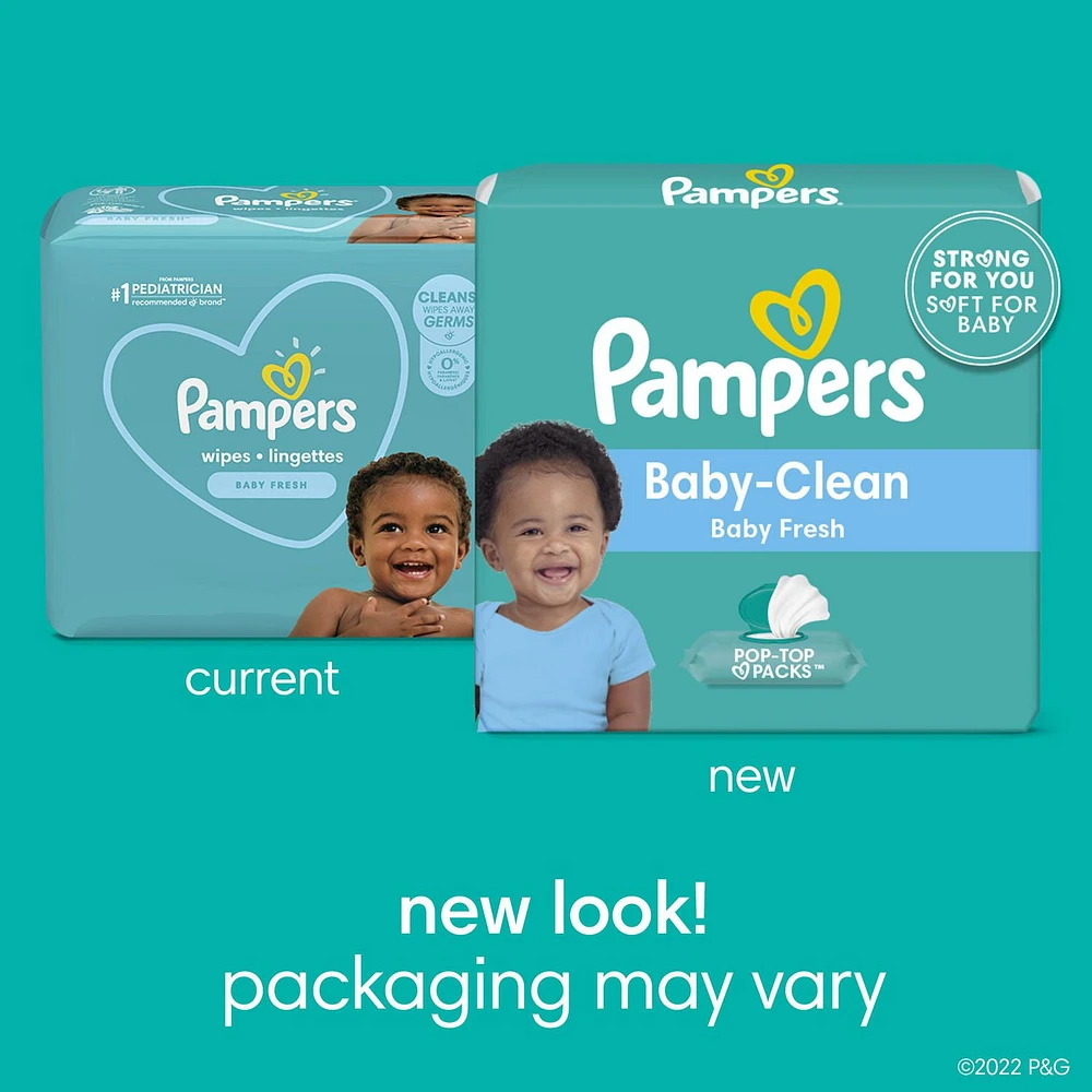 Lingettes pour bébés Pampers Baby-Clean, parfum Baby Fresh, 3X boîtes distributrices, 216 lingettes 216CT
