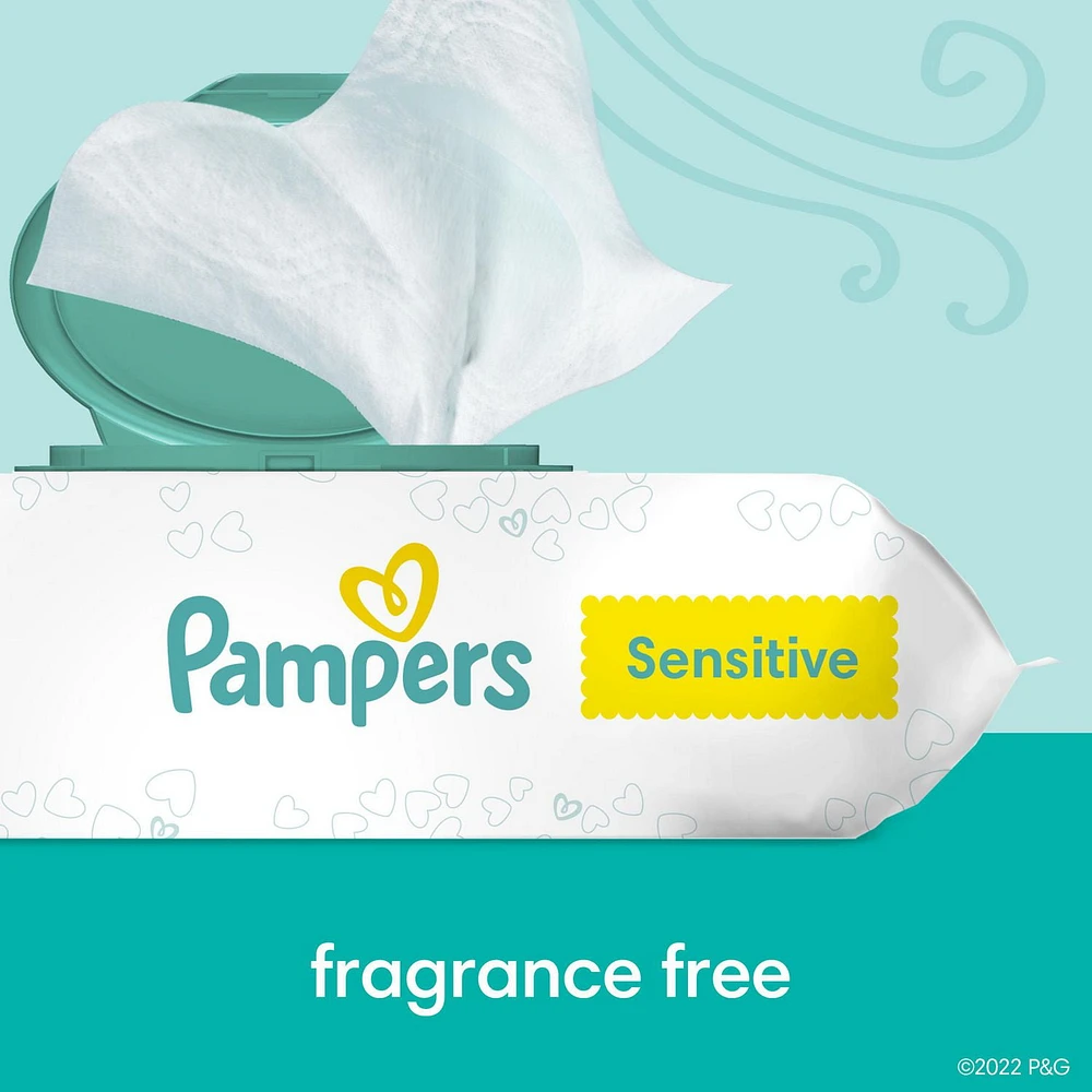 Pampers Baby Wipes Sensitive Perfume Free 4X Pop-Top Packs