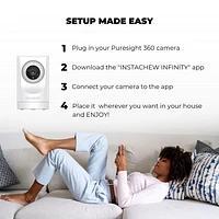 Instachew Purrsight 360° Pet Camera With Phone App, 2 Way Audio, Smart Indoor Security Camera, Wi-Fi , White