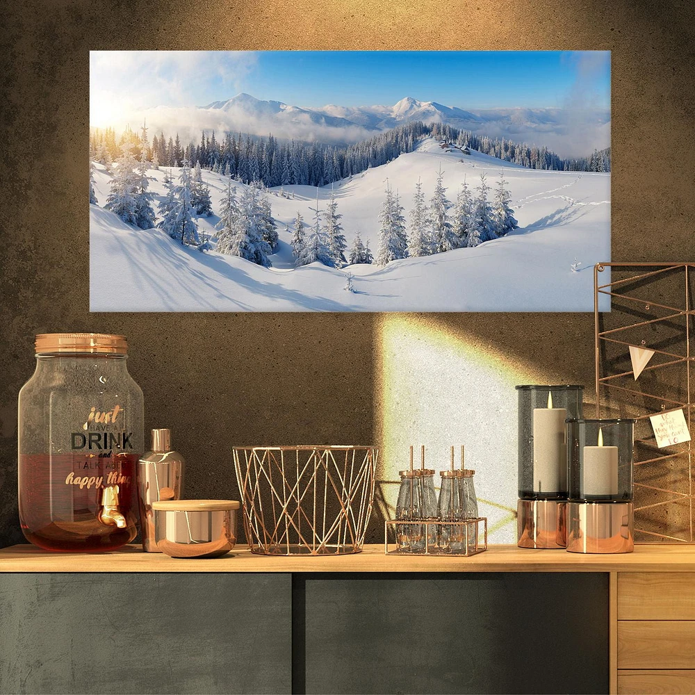 Designart Winter Mountains Panorama Canvas Wall Art