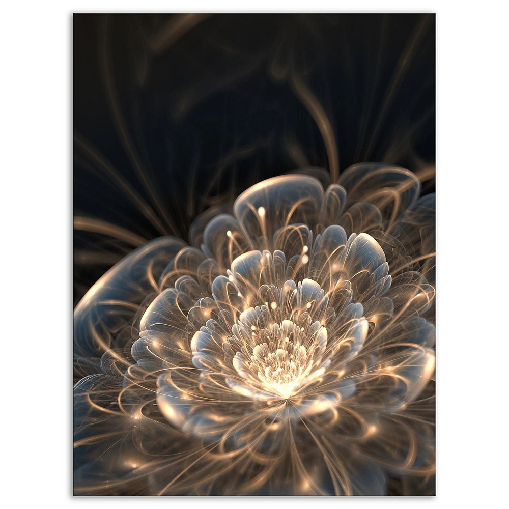 Designart Fractal Flower with Golden Rays Canvas Wall Art