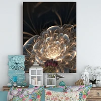 Designart Fractal Flower with Golden Rays Canvas Wall Art