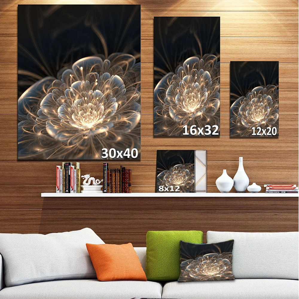 Designart Fractal Flower with Golden Rays Canvas Wall Art