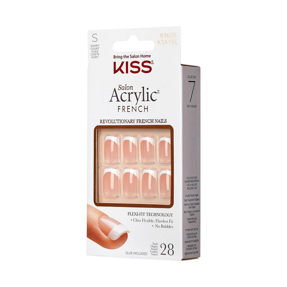 KISS Salon Acrylic - Fake Nails, 28 Count, Medium, French nails at home