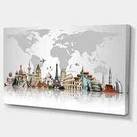 Designart Famous Monuments Across World Canvas Wall Art