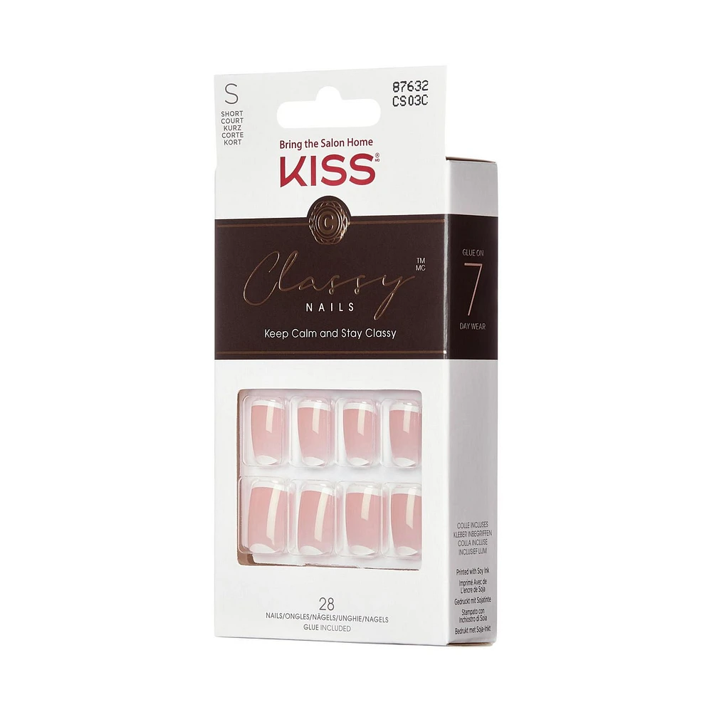 Kiss Classy - faux ongles, 28 comptes, moyen Manucure française.