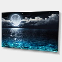 Designart Romantic Full Moon Over Sea Canvas Wall Art