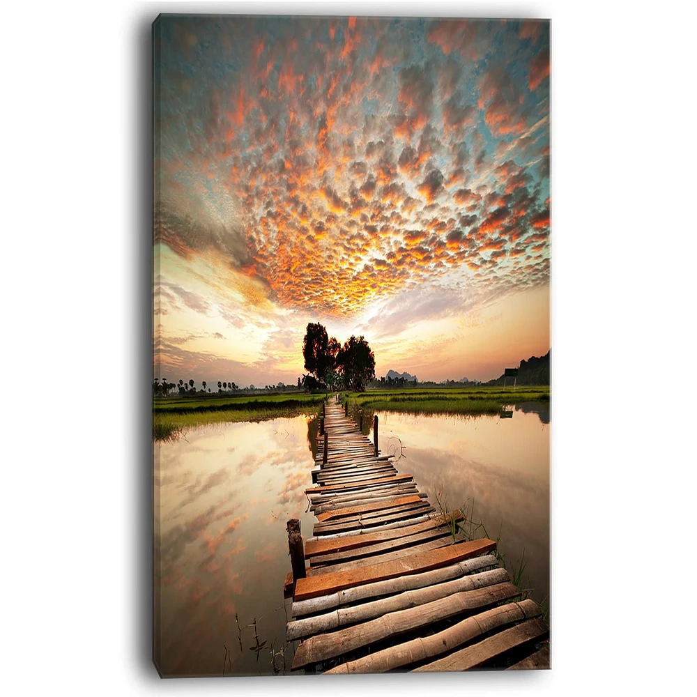 Designart Makeshift Wooden Pier Over River Canvas Wall Art