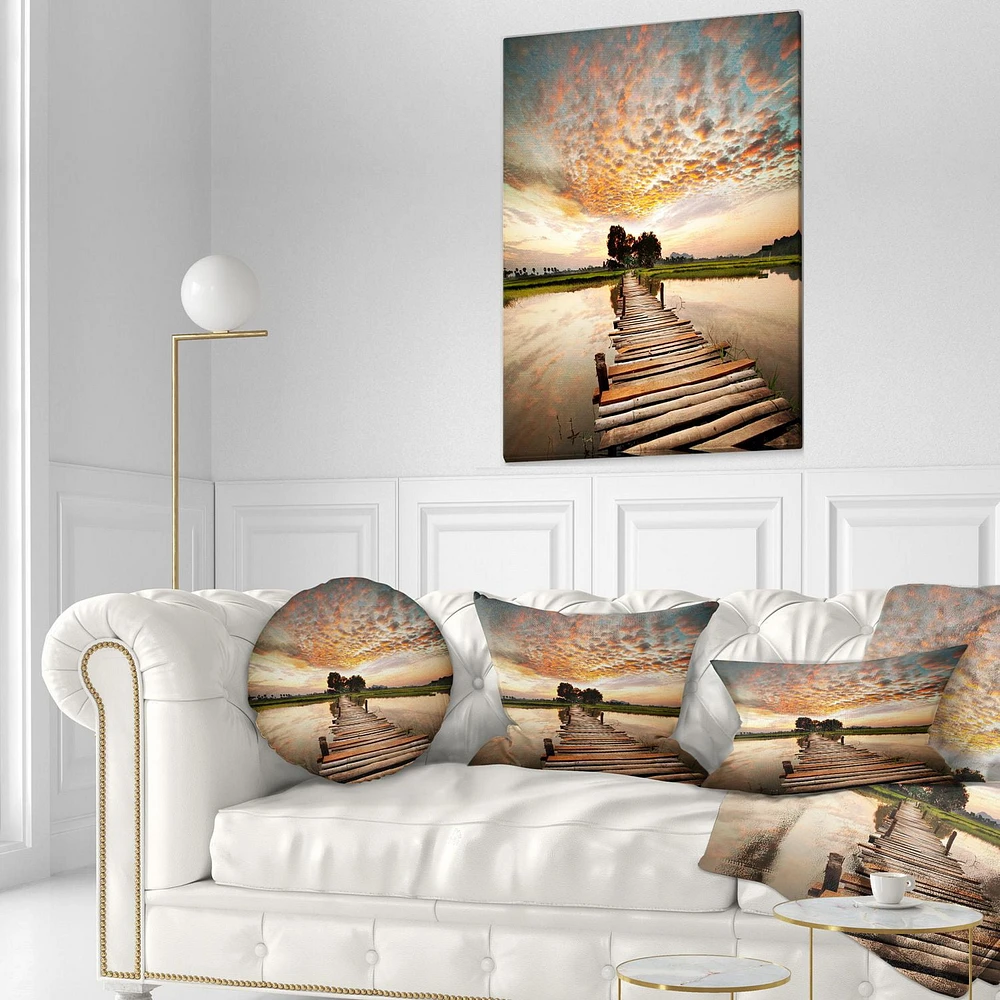 Designart Makeshift Wooden Pier Over River Canvas Wall Art