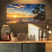 Designart Paradise Tropical Island Beach with Palms Canvas Wall Art