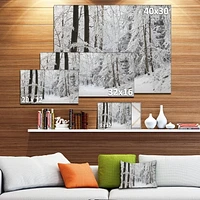 Designart Dense Winter Forest and Lane Canvas Wall Art