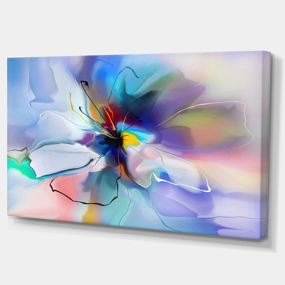 Designart Abstract Creative Blue Flower Canvas Wall Art