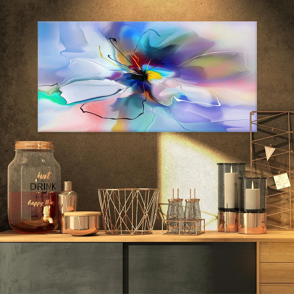 Designart Abstract Creative Blue Flower Canvas Wall Art