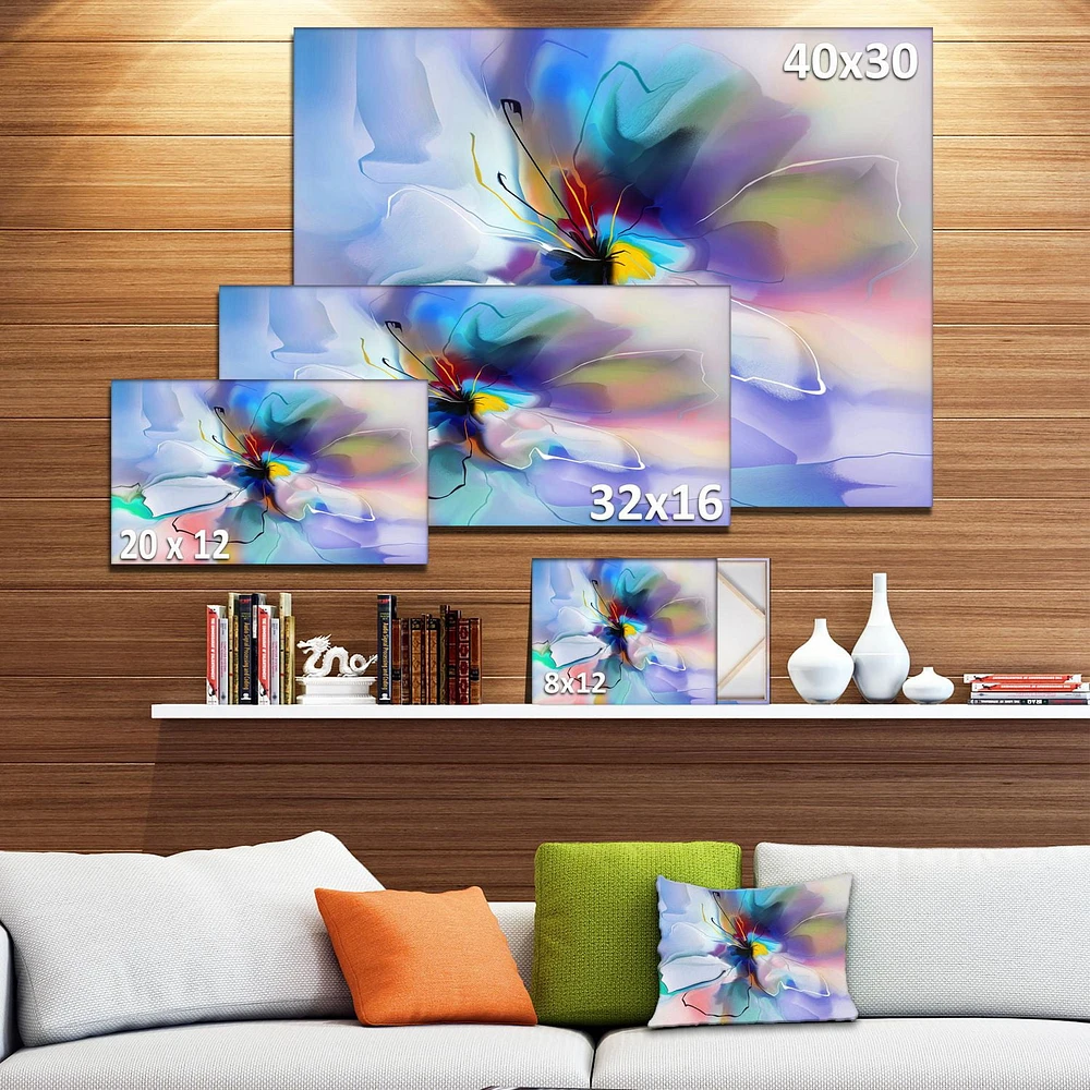 Designart Abstract Creative Blue Flower Canvas Wall Art