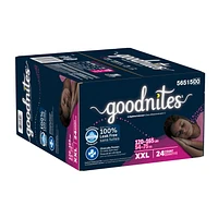 Sous-vêtements de nuit Goodnites pour filles, TG (43 à 64 kg [95 à 140 livres] et plus), 24 sous-vêtements Taille XXL, 24 unités
