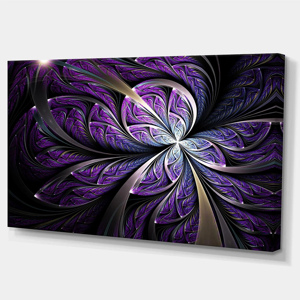 Designart Glittering Purple Fractal Flower Canvas Wall Art