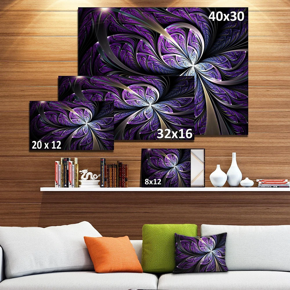 Designart Glittering Purple Fractal Flower Canvas Wall Art