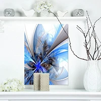 Designart Symmetrical Large Blue Fractal Flower Canvas Wall Art