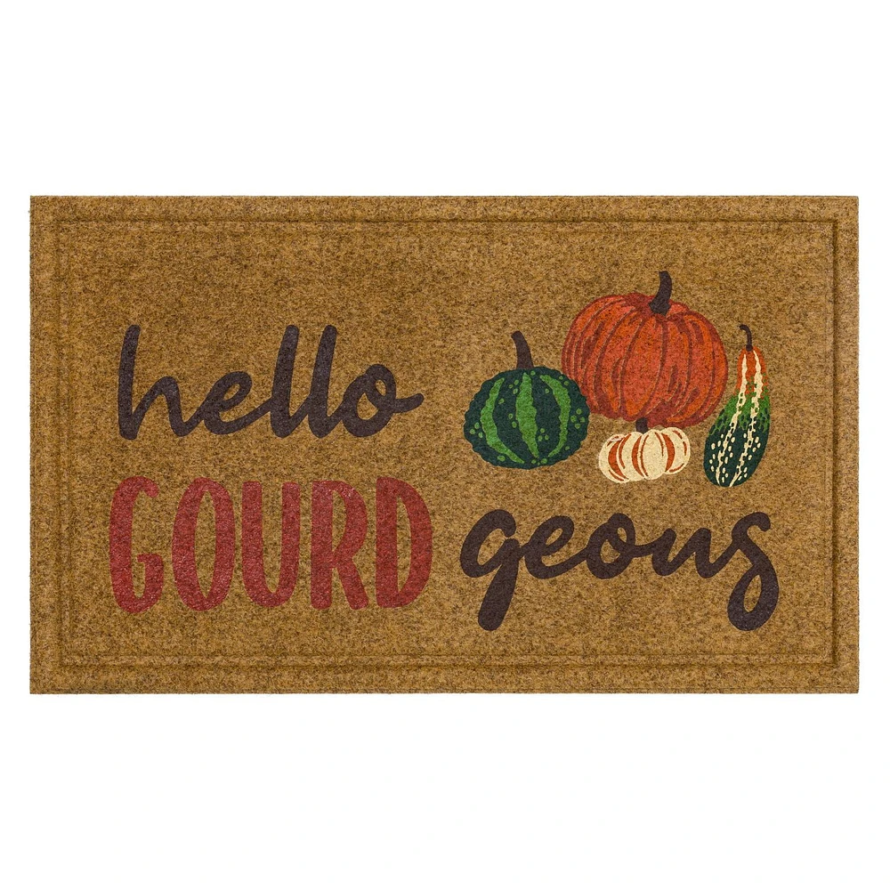 Mohawk Home Hello Gourd Faux Coir Polyester Doormat, Brown, 18" x 30"